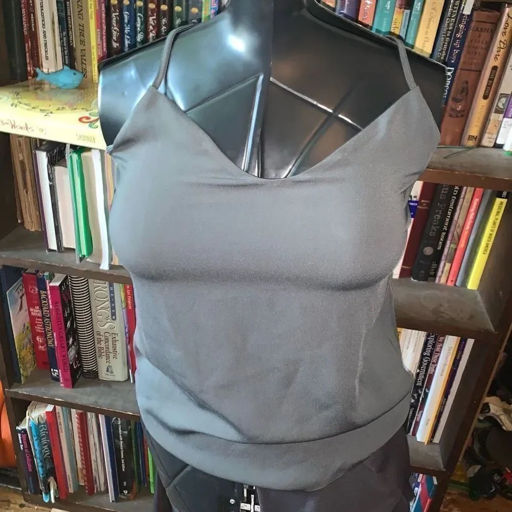 J Crew 365 gray v-neck satiny sleeveless business casual shell